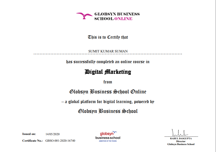 Globsyn certification